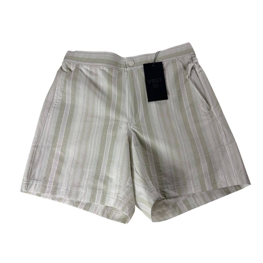 VRST Mens 6" Resort Short Lined Seersucker White Easy Stripe Small MAX251107LPSR